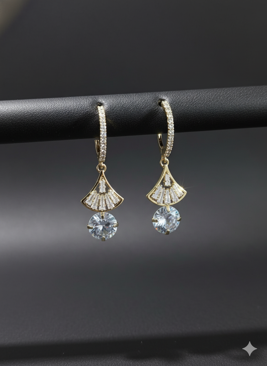 "Art Deco Radiance" Fan Drop Earrings
