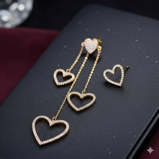 "Radiant Love" Crystal Heart Pavé Hoop Earrings