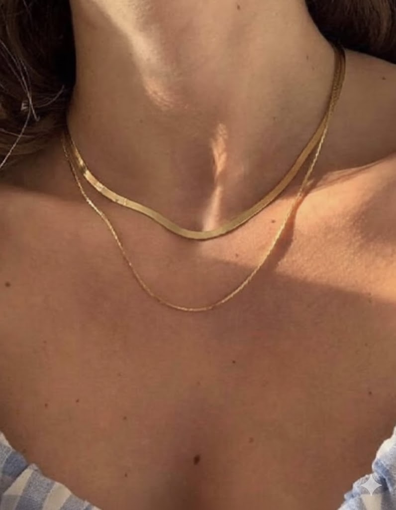 "The Sunset Layered" Herringbone & Satellite Chain Set